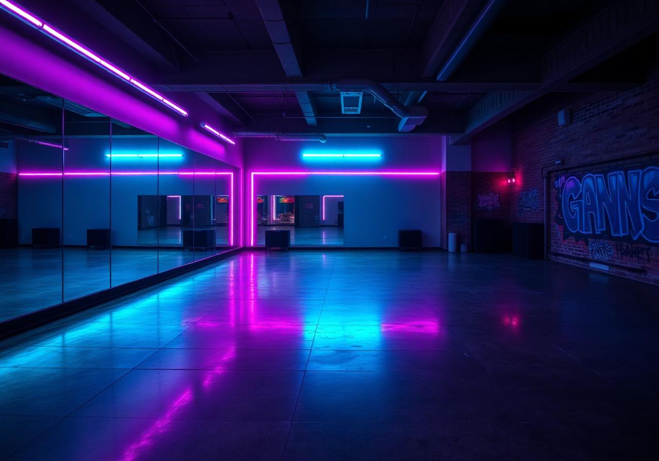 Empty studio with warm spotlight